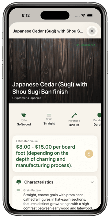 Wood Identifier App Interface